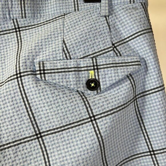 TWISTED TAILOR Men’s Flat Front Windowpane Cosmic Trouser Pants Blue Size 34R - Picture 8 of 10